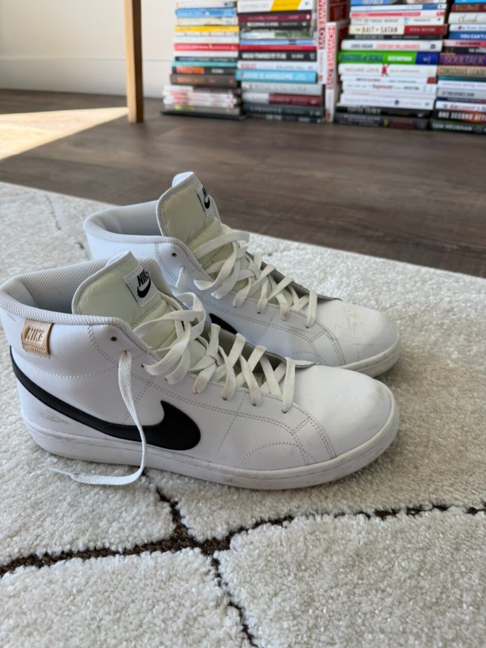 Nike White and Black Mid-Top Athletic Shoes